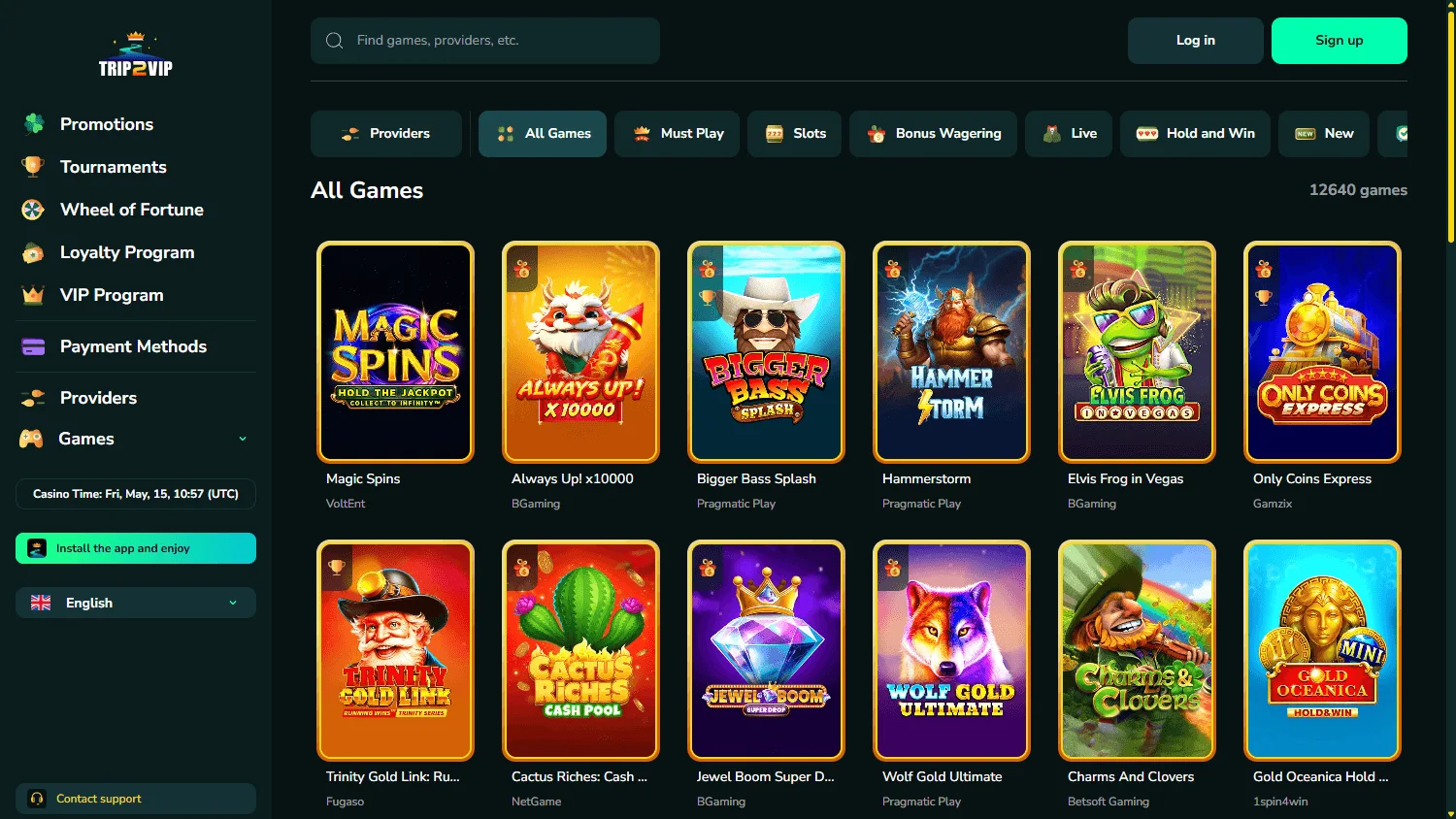 Trip2vip Casino desktop promotion details for welcome steps two and three